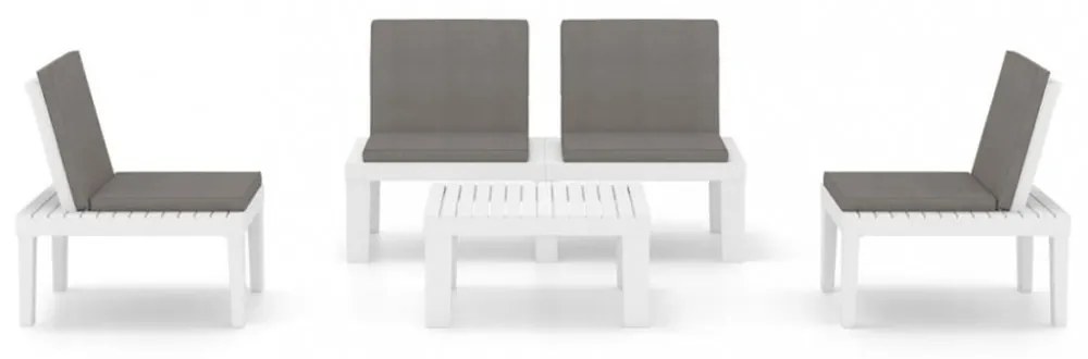 4 részes fehér műanyag kerti ülőgarnitúra párnákkal