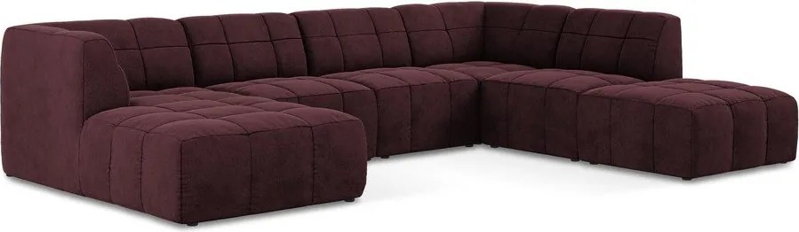 Borvörös bársony sarokkanapé (U alakú) Aloha – Makamii
