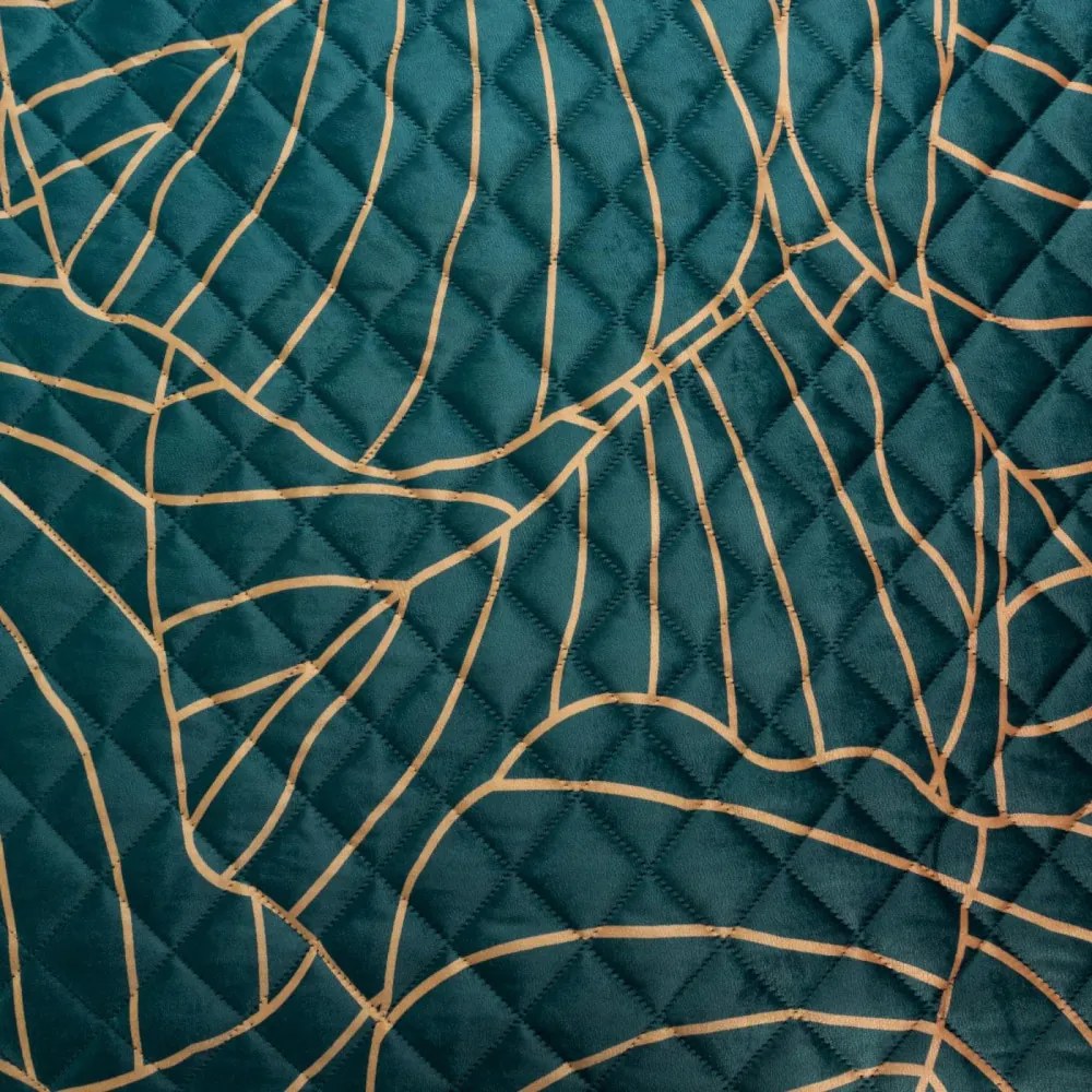 Ágytakaró bársony, türkiz, mintás 170x210