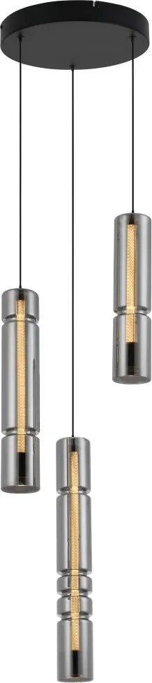AVIANO LIGHTING 6223-0310 CILINDRO Többágú Függesztett Lámpa Fekete, Füstös LED IP20