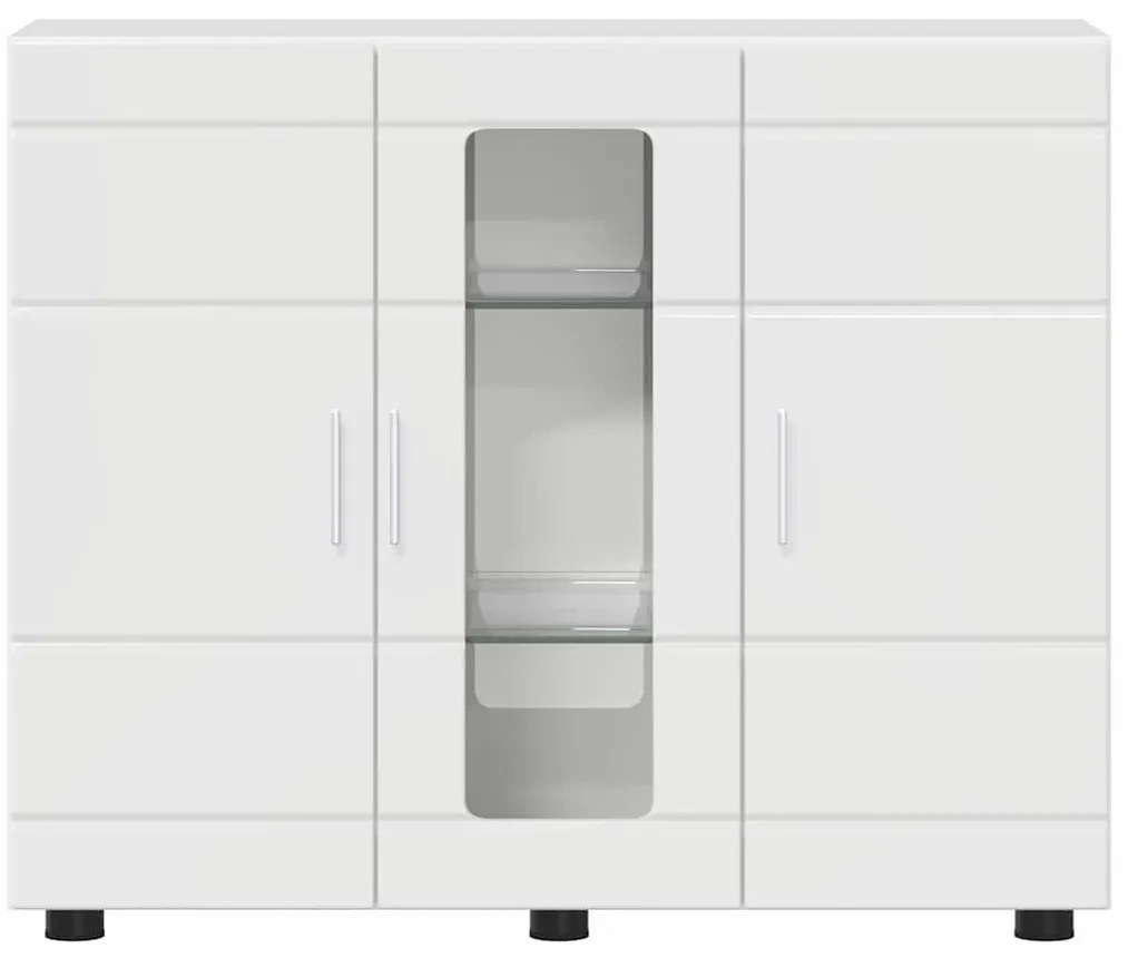 Széf polcokkal Magasfényű fehér 55.5 x 29 x 100 cm Faanyag