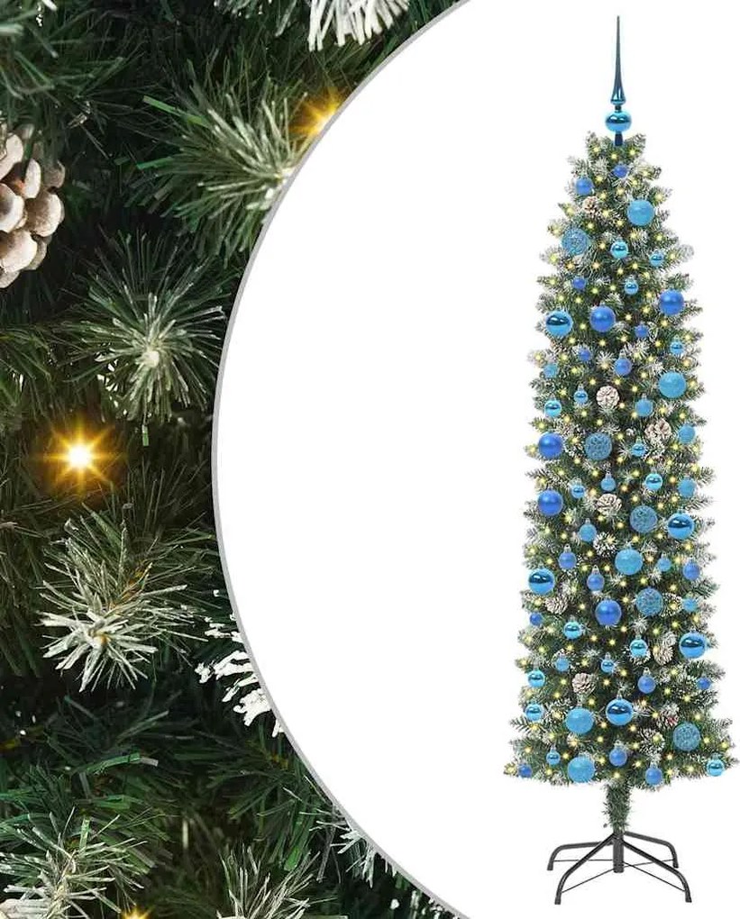 vidaXL Mű Karcsú Karácsonyi Fa 300 LED-del Zöld és Fehér 180 cm