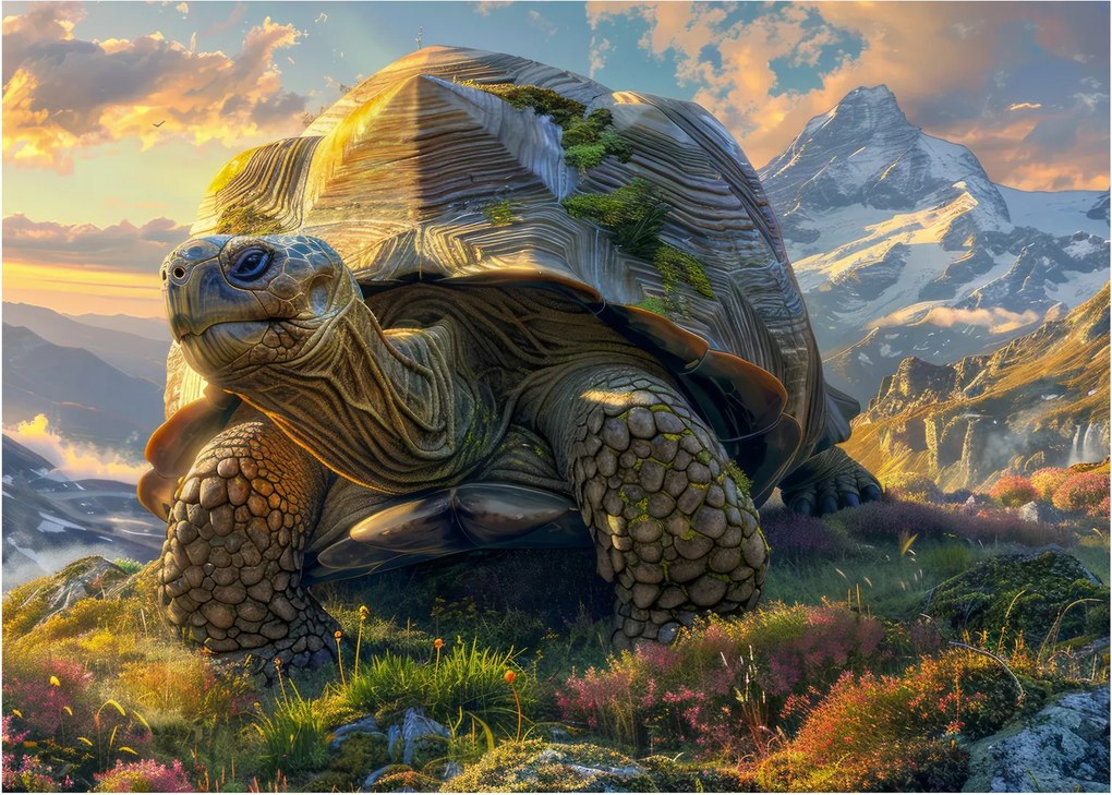 Kép - Teknős és hegyvidéki táj (70x50 cm)