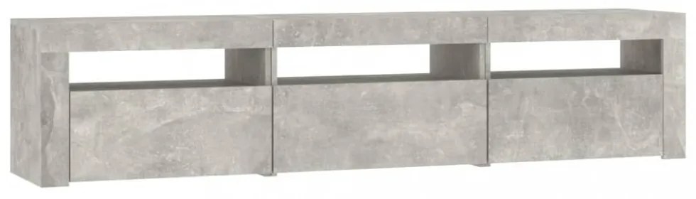 betonszürke TV-szekrény LED lámpákkal 180x35x40 cm