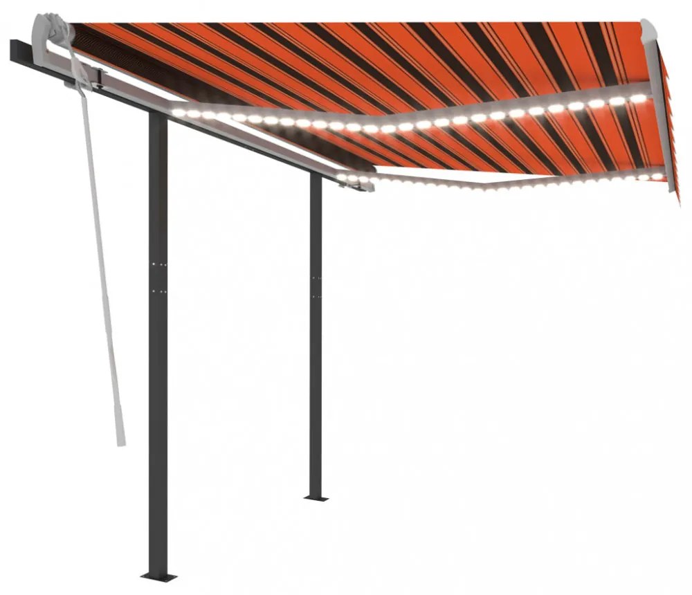 narancssárga-barna kézzel kihúzható LED-es napellenző 3 x 2,5 m