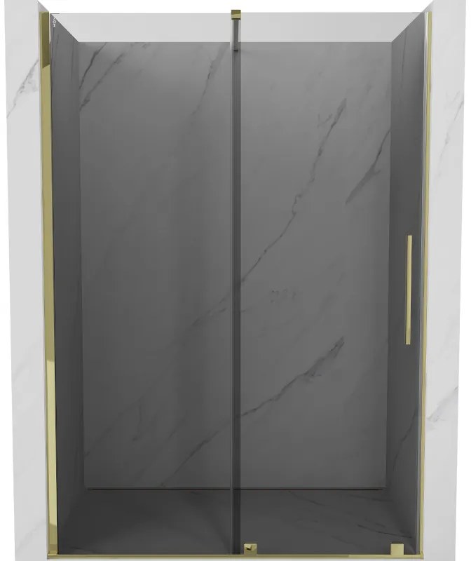 Mexen Velar, tolózuhanyajtó nyitáshoz 150 cm, 8mm szürke üveg, arany fényes, 871-150-000-41-50