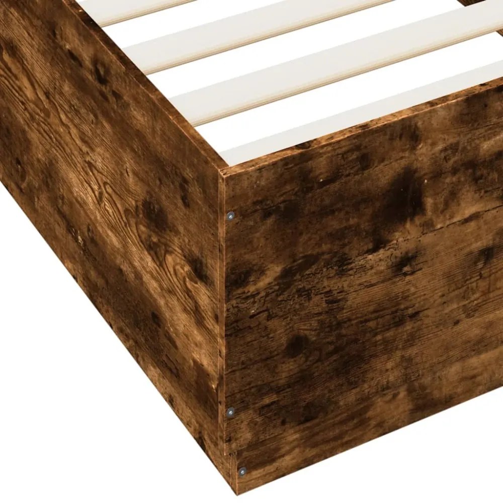 füstös tölgy színű szerelt fa ágykeret LED-del 100 x 200 cm