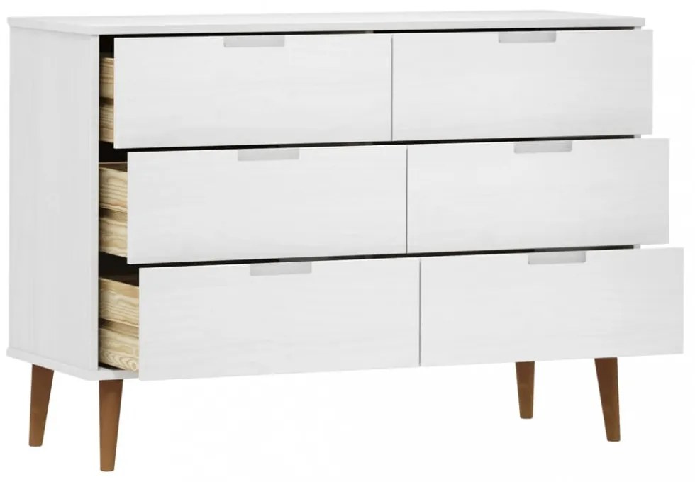 MOLDE fehér tömör fenyőfa fiókos szekrény 113 x 40 x 80 cm