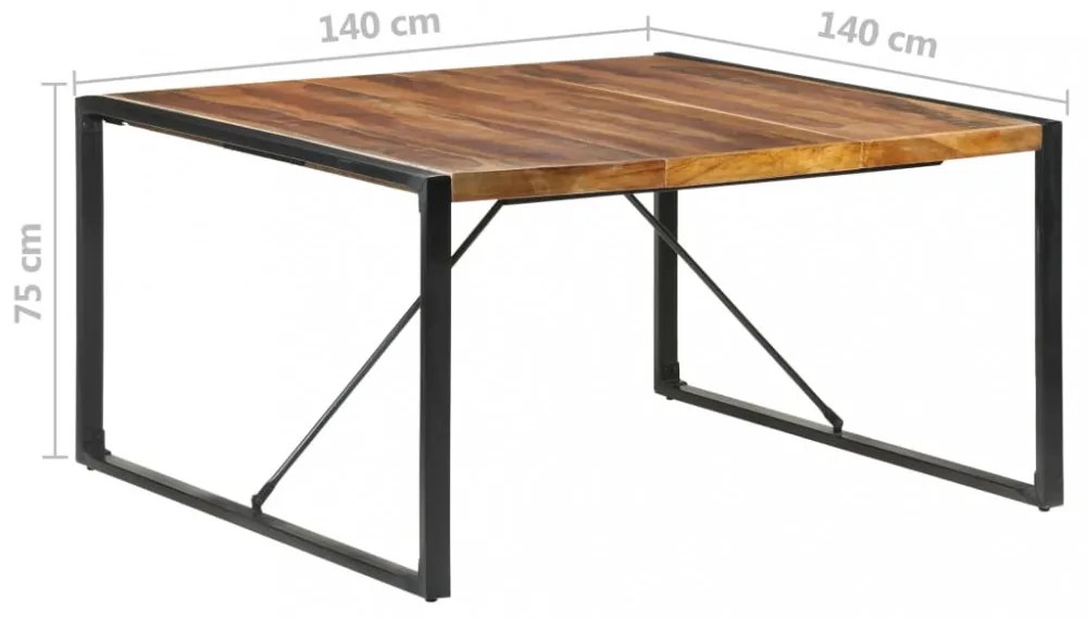 Paliszander felületű tömör fa étkezőasztal 140 x 140 x 75 cm