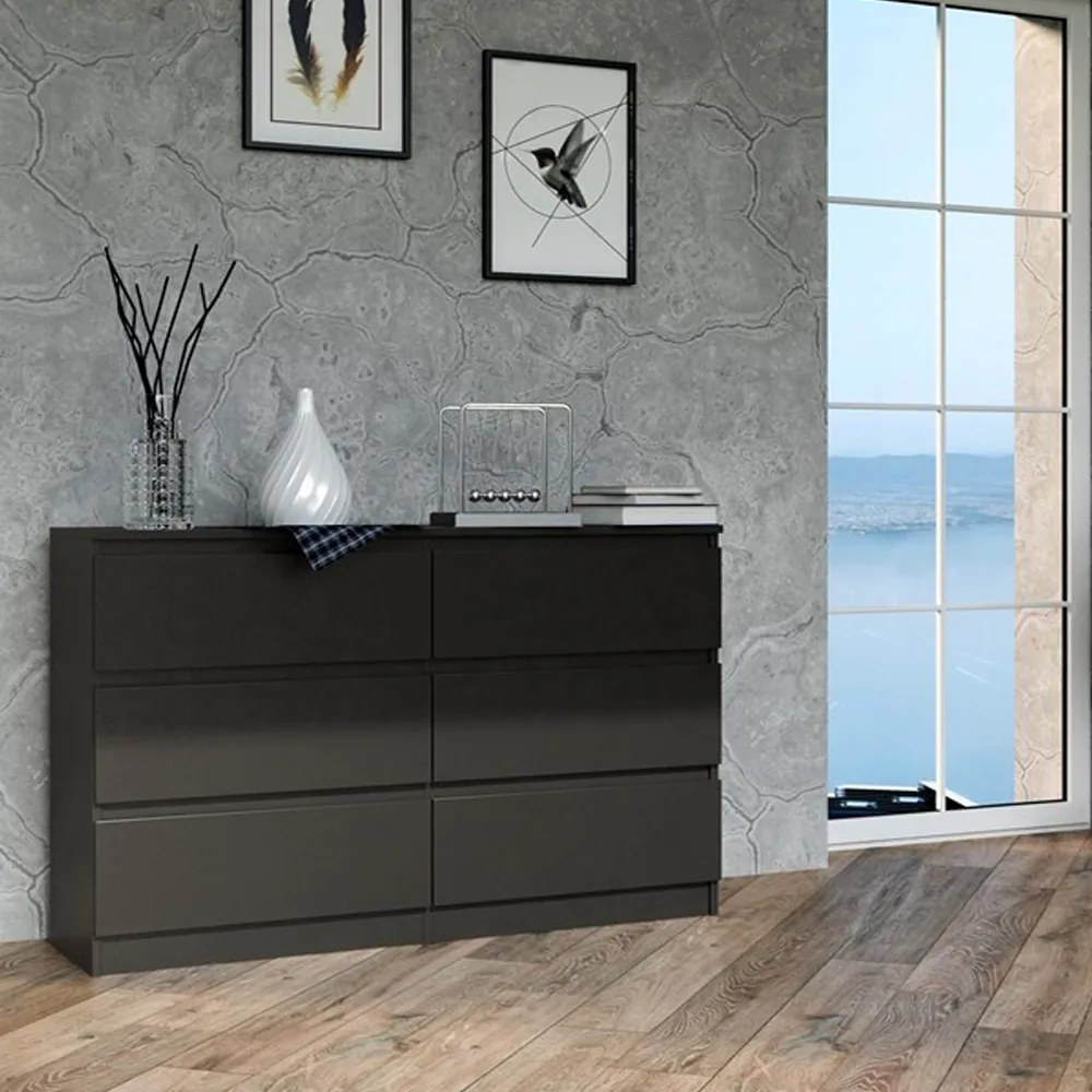 Baltrum M6 140 2X3 komód, 138x75x40 cm, fekete