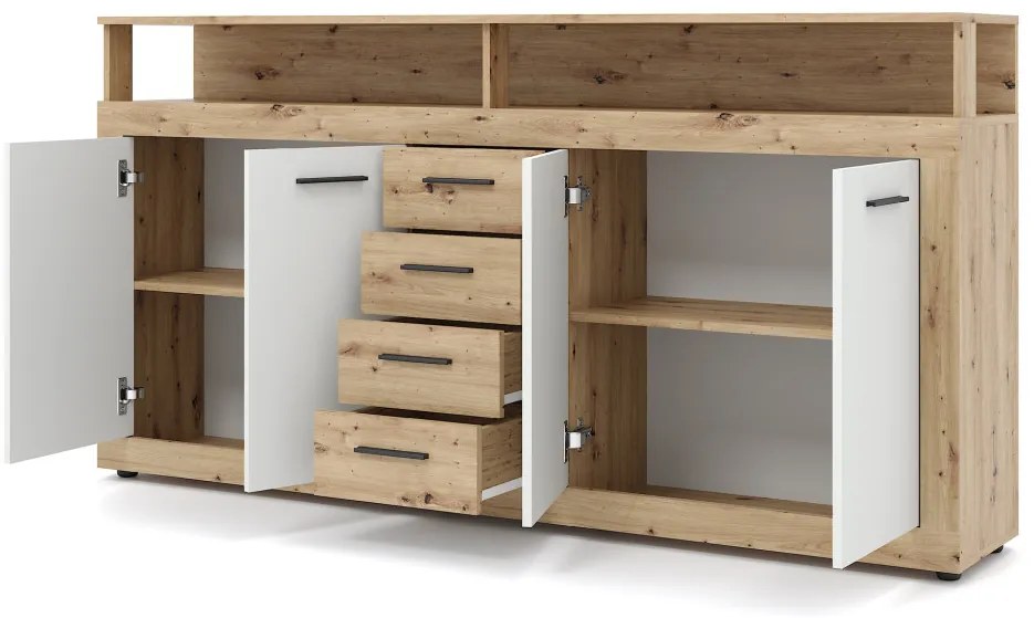 XXL/LUNA KOMODA 4D4S DĄB ARTISAN/BIAŁY