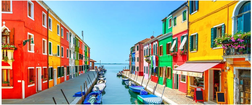 Kép - Burano sziget, Velence, Olaszország (120x50 cm)
