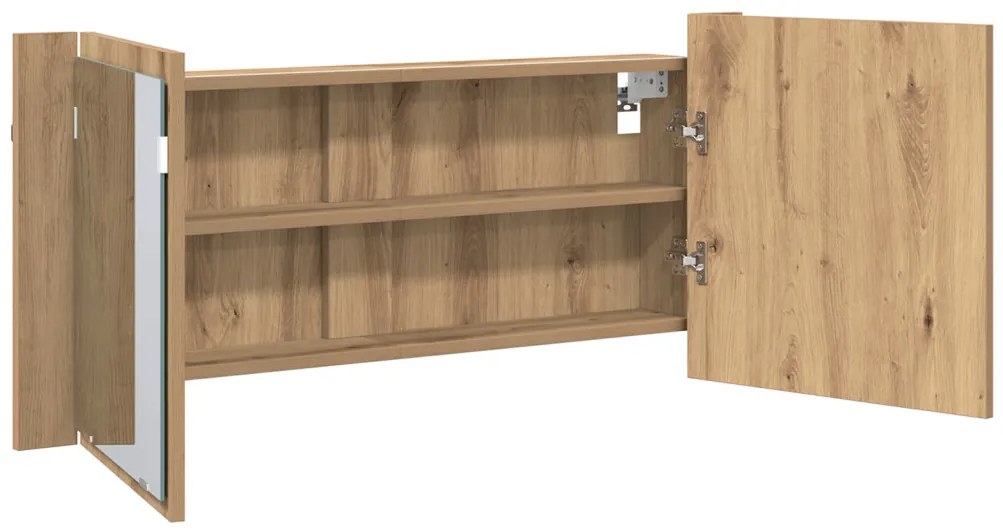 LED Tükörszekrény Kézműves Tölgyfa 100x12x45 cm Mérnöki Fa