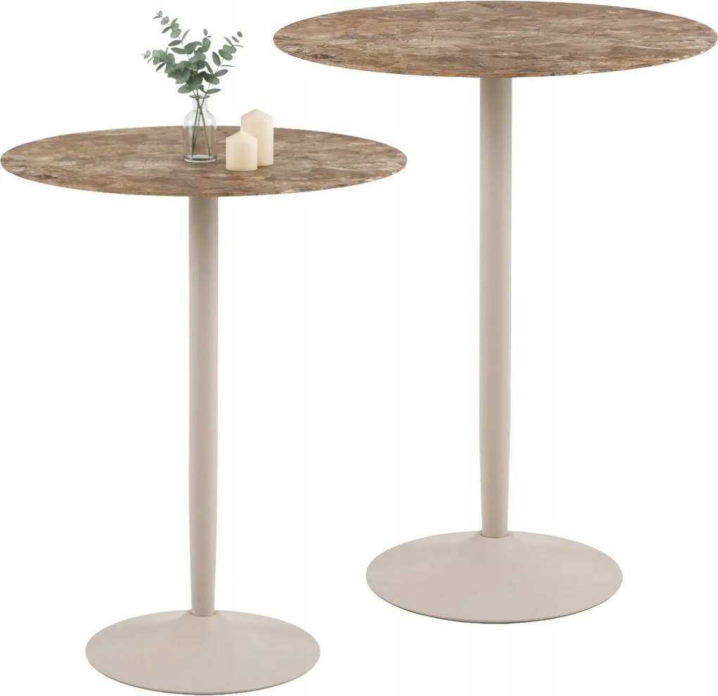 Konyhai Bárasztal magas kerámia Bézs márvány hatású 80x105 cm kerek