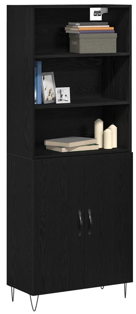 vidaXL Magasfiú Fekete tölgy 69,5 x 34 x 180 cm Faanyag