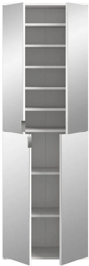 Project X 2 tükörajtós előszobai gardrób szekrény matt fehér