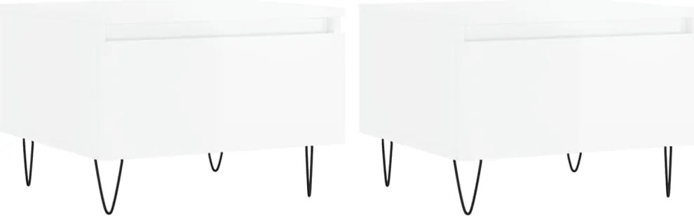 vidaXL 2 db magasfényű fehér szerelt fa dohányzóasztal 50 x 46 x 35 cm