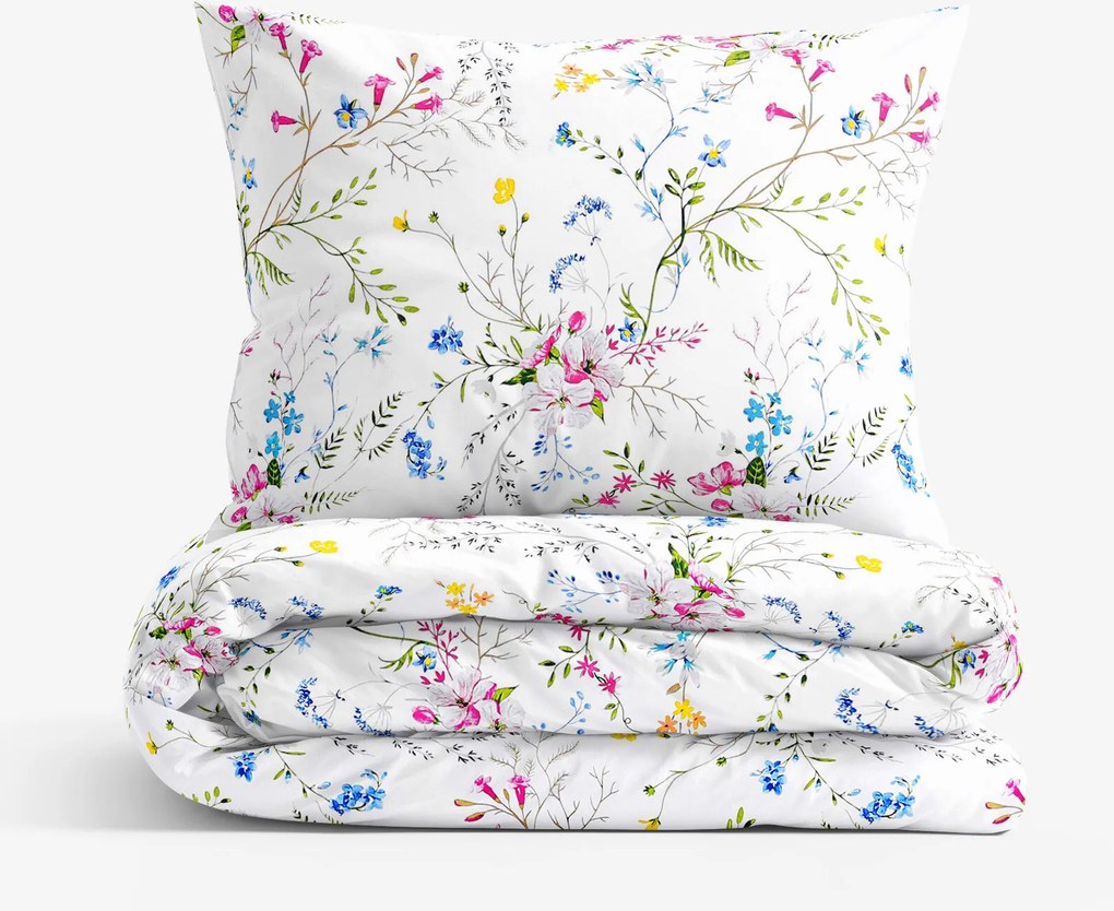 Goldea pamut ágyneműhuzat - festett réti virágok 140 x 200 és 70 x 90 cm
