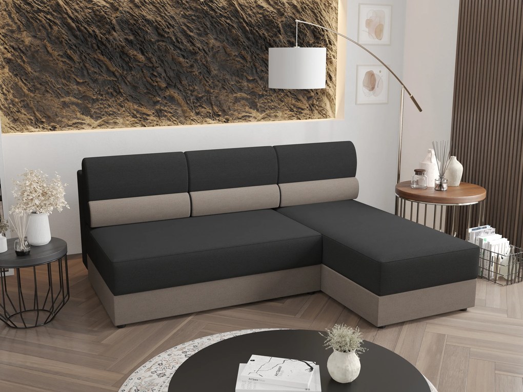 Sarok ülőgarnitúra Radiant L1 (fekete + szürke) (J). 1057432