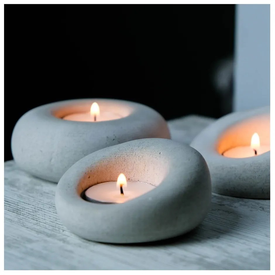 Beton gyertyatartó készlet 3 db-os Donut – Mioli Decor