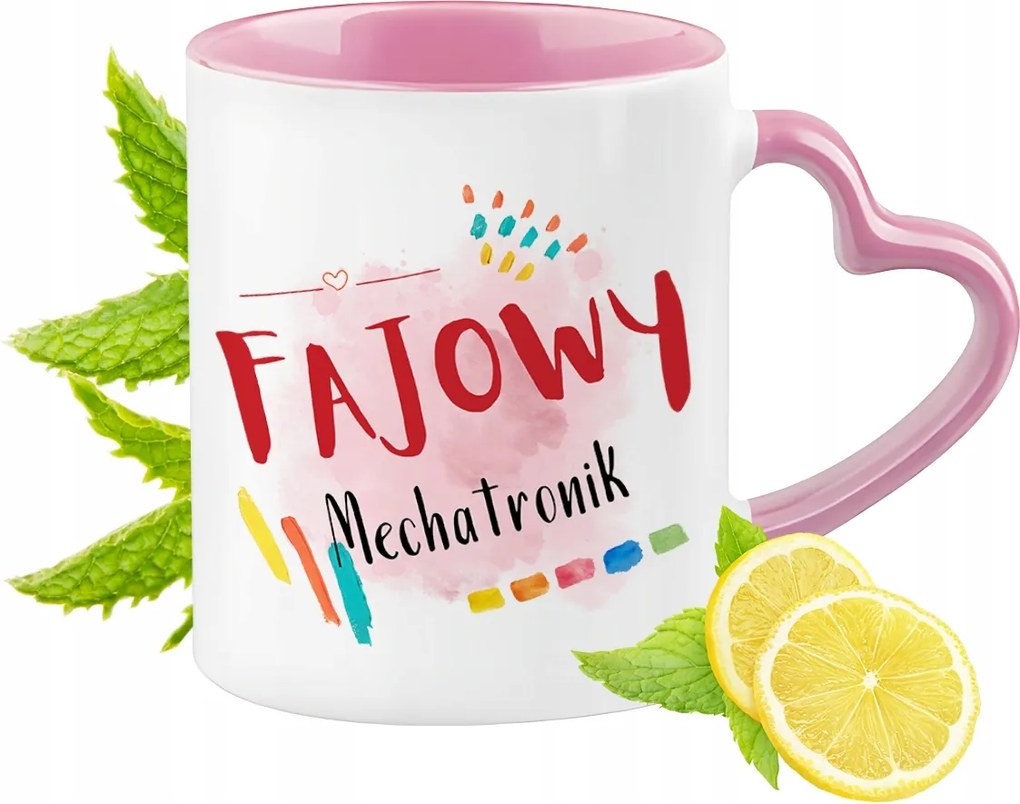 Mechatronika Bögre Rózsaszín Szív Alakú Füllel Kávé Ajándék