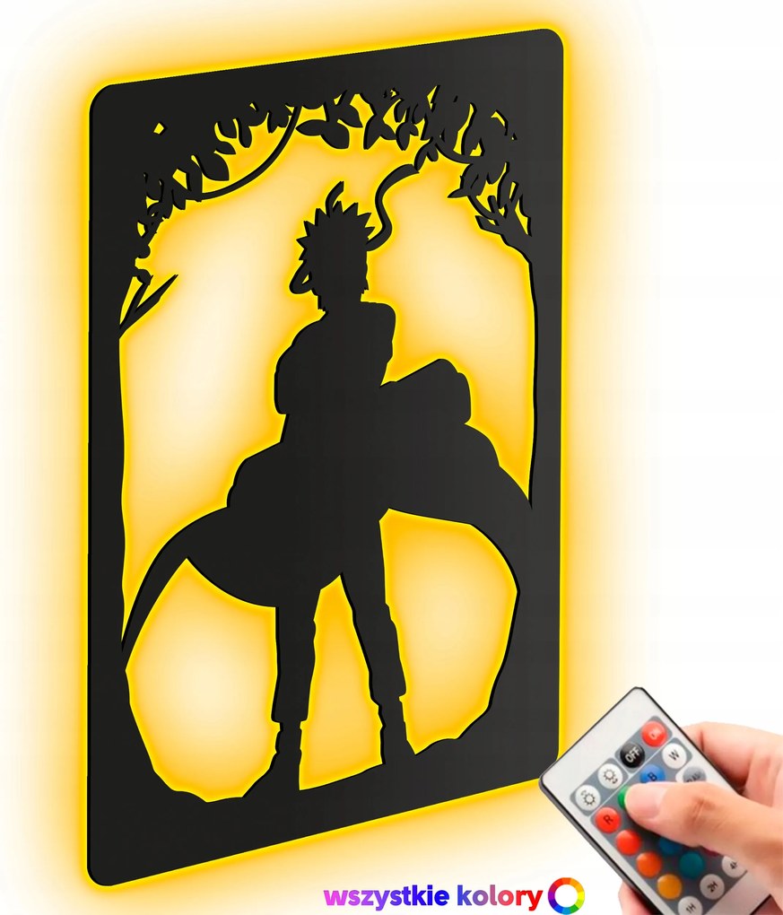 Fa kép 3D Anime Naruto Uzumaki Fali dekoráció Led éjszakai lámpa