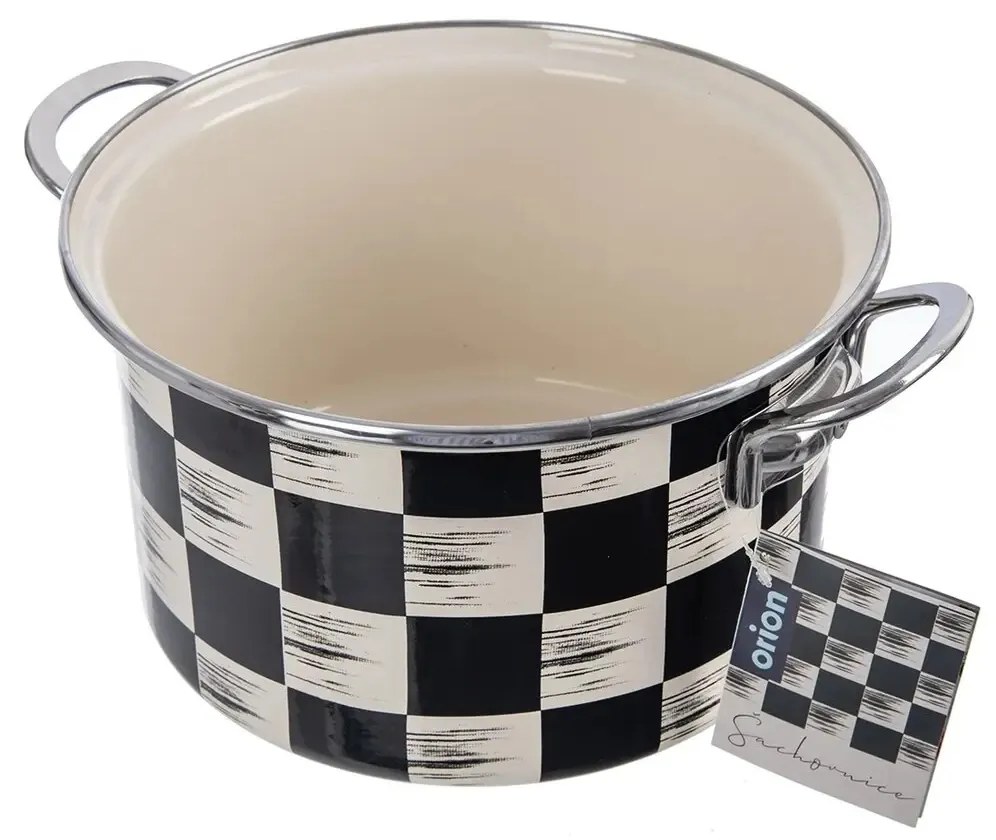 Orion Smaltovaný hrnec Šachovnice Lem , 3 l, pr.20 cm