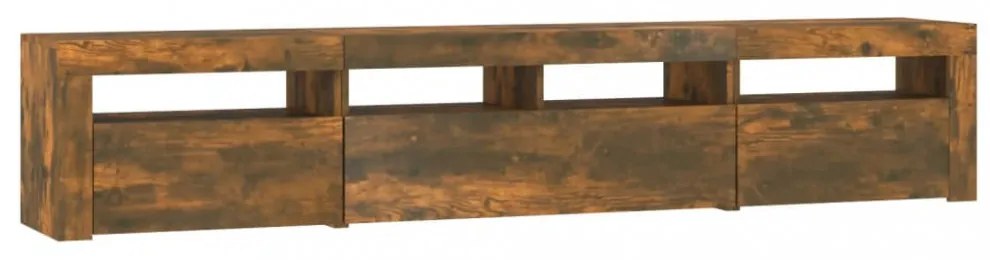 füstös tölgy színű TV-szekrény LED-világítással 210x35x40 cm