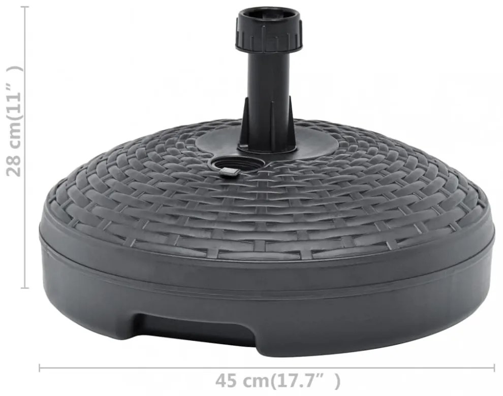 homokkal/vízzel tölthető antracit műanyag rattan ernyőtalp 20 L