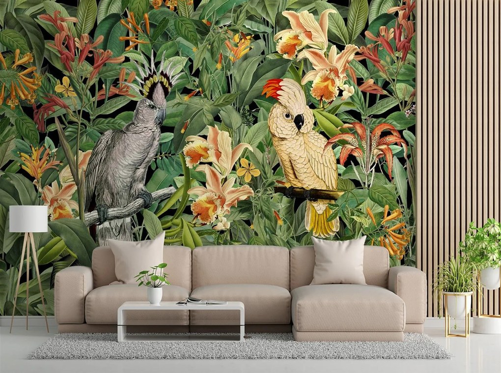 Gario Fotótapéta Két papagáj trópusi - Andrea Haase Anyag: Vlies, Méret: 100 x 70 cm