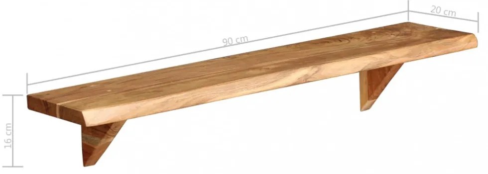 2 db tömör akácfa fali polc 90x20x18 cm