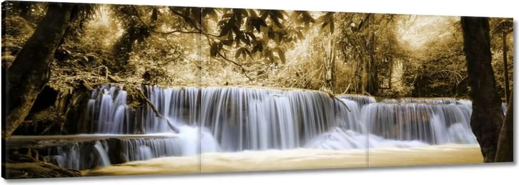 Vászonkép 60x20 Vízesés szépia színben