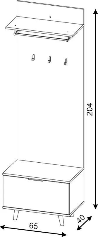 Előszoba bútor szett Evoke tölgy / tablila / grafit színkombinációban – NORDIC D