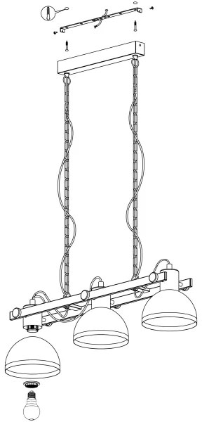 Eglo 43168 - Csillár láncon LUBENHAM 3xE27/28W/230V