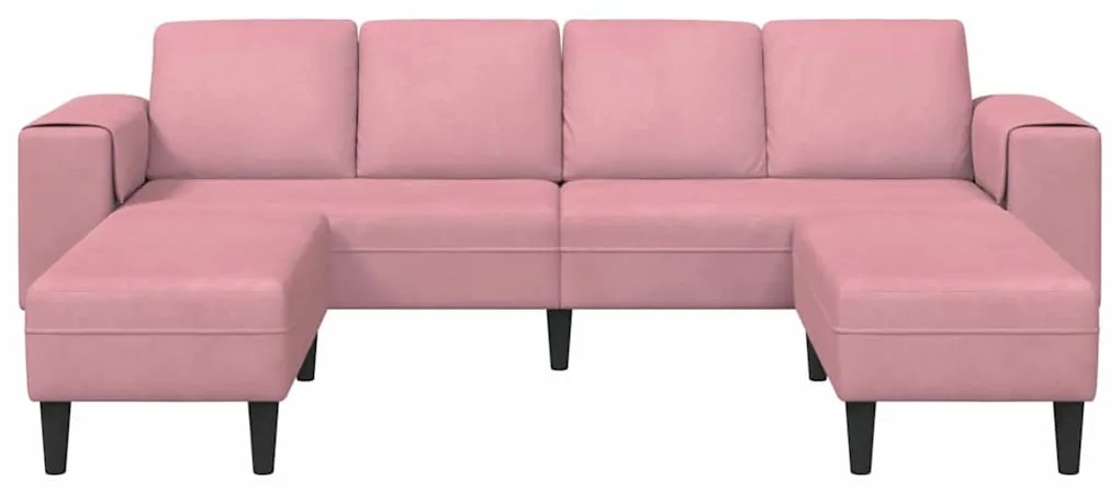 Kanapé Szett 3 pcs Rózsaszín Bársony