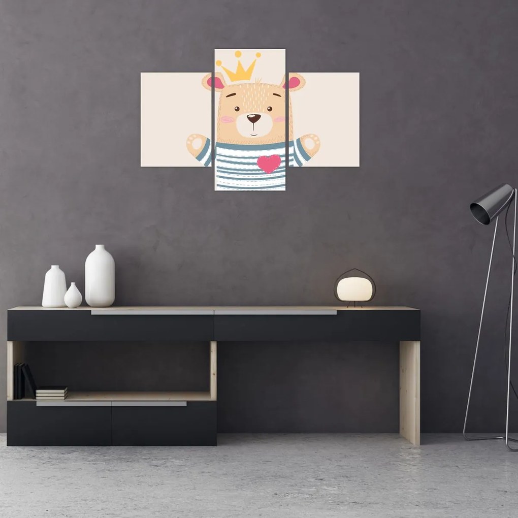Kép - Teddy maci koronával (90x60 cm)