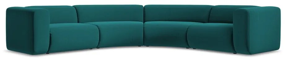 Türkiz bársony sarokkanapé Ekahi – Makamii