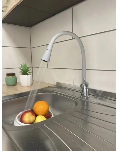 RAV Slezák SA006.0/13S - SAZAVA mosogató csaptelep 35,6 cm, szürke/fényes króm