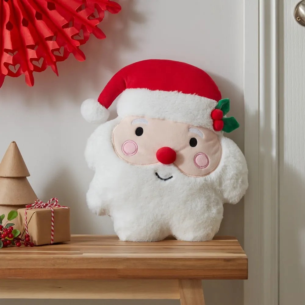 Plüss díszpárna karácsonyi mintával 38x32 cm Christmas Santa – Catherine Lansfield