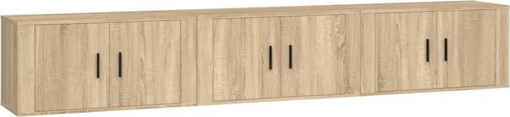 vidaXL 3 db sonoma tölgy színű fali TV-szekrény 80 x 34,5 x 40 cm