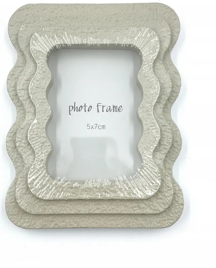 Képkeret 5x7 cm krémszínű dekoratív hullámos poliresin