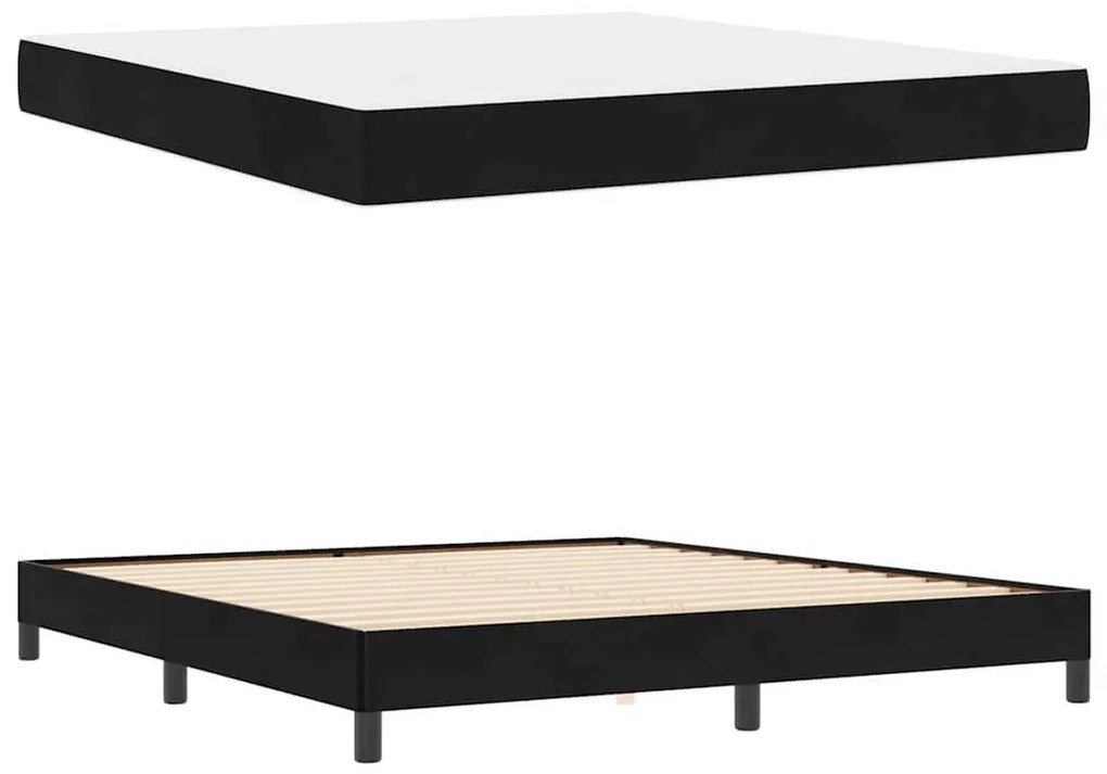 Boxspring ágy matraccal matracmal Fekete 180 x 200 cm Bársony