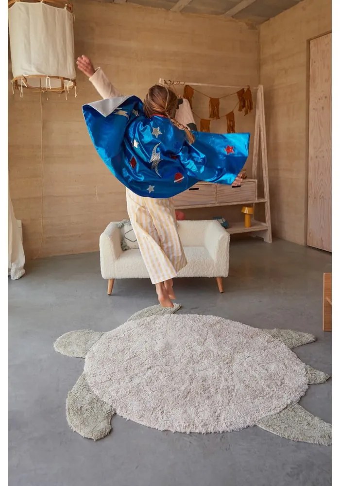 Bézs mosható kézi szövésű pamut gyerek szőnyeg 110x130 cm Sea Turtle – Lorena Canals