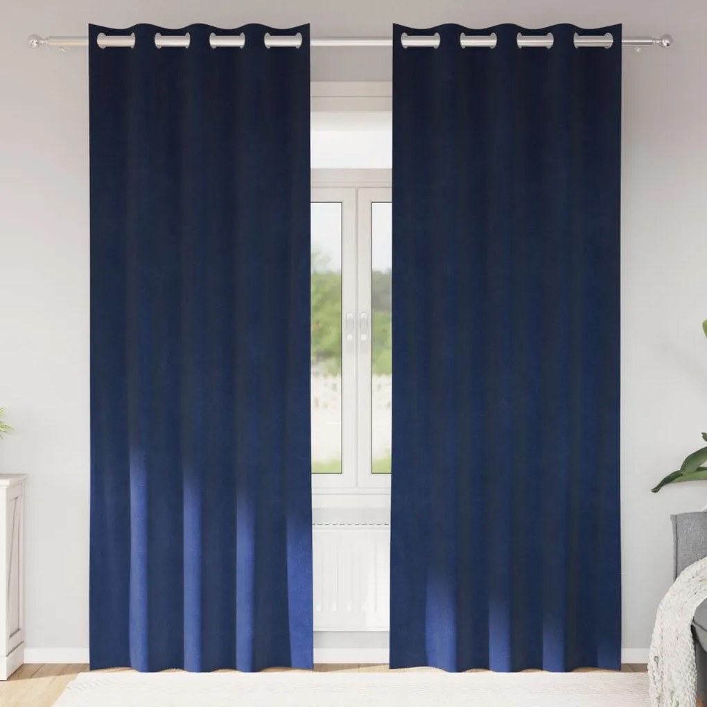 Függönyök függönyökkel 2 pcs Sötétkék 140 x 225 cm Bársony