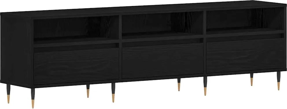 vidaXL TV szekrény fiókkal Fekete tölgy 150 x 30 x 44,5 cm Faanyag