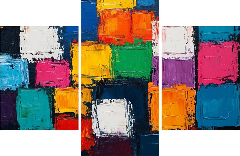 Kép - Színes négyzetek festménye (90x60 cm)