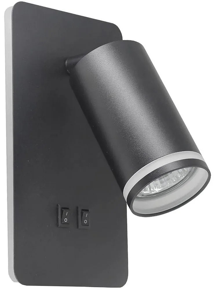 LED Fali spotlámpa PARIS 1xGU10/10W/230V + LED/6W/230V fekete