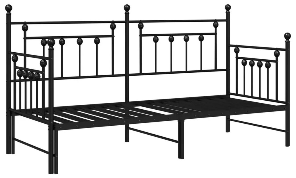 Kihúzható ágykeret fekete 80x200 cm acél