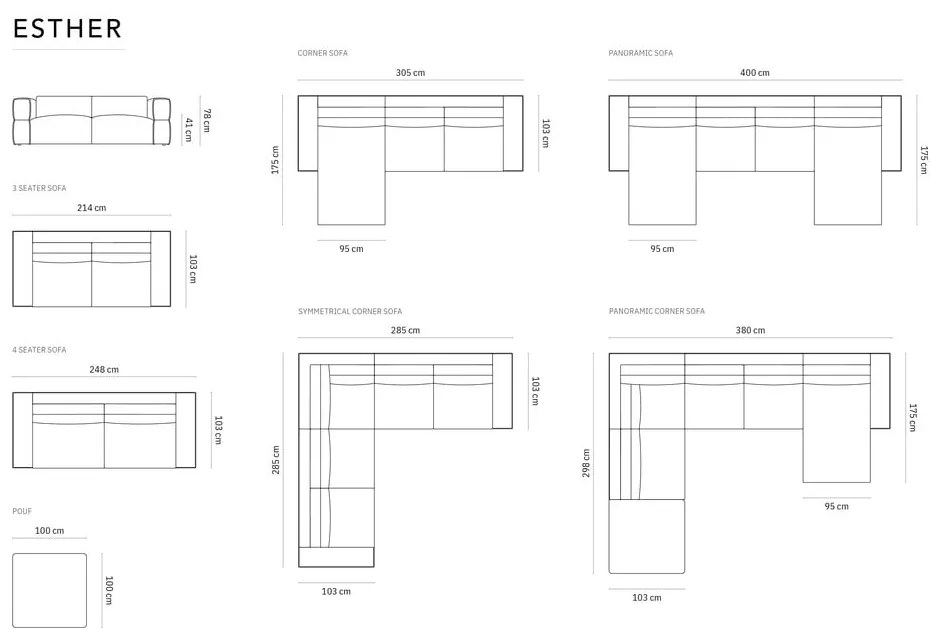 Kék sarokkanapé (variálható) Esther – Milo Casa