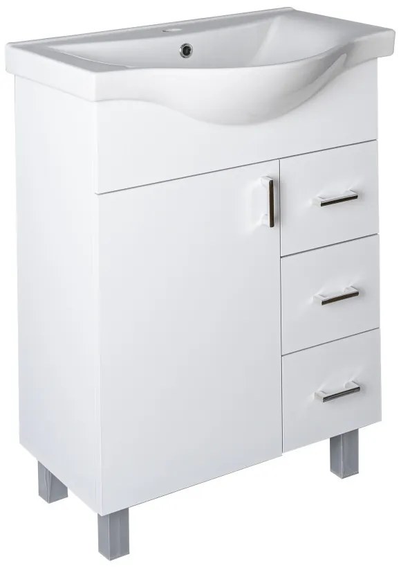 VivaStyle BIANKA 65 lábon álló fürdőszobabútor 3 fiókos Sanovit ALBATROS10065 mosdóval 64,5x46,5cm